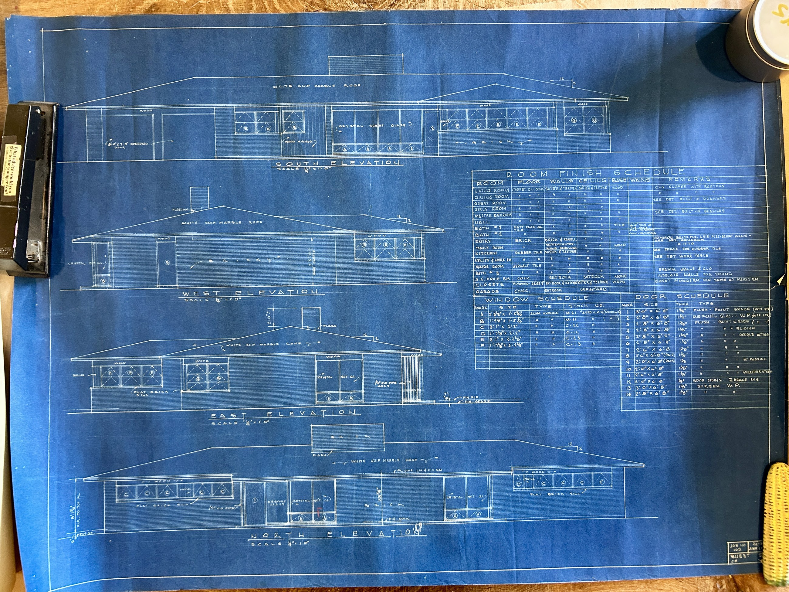 Original architectural elevations for the Royal Lane residence