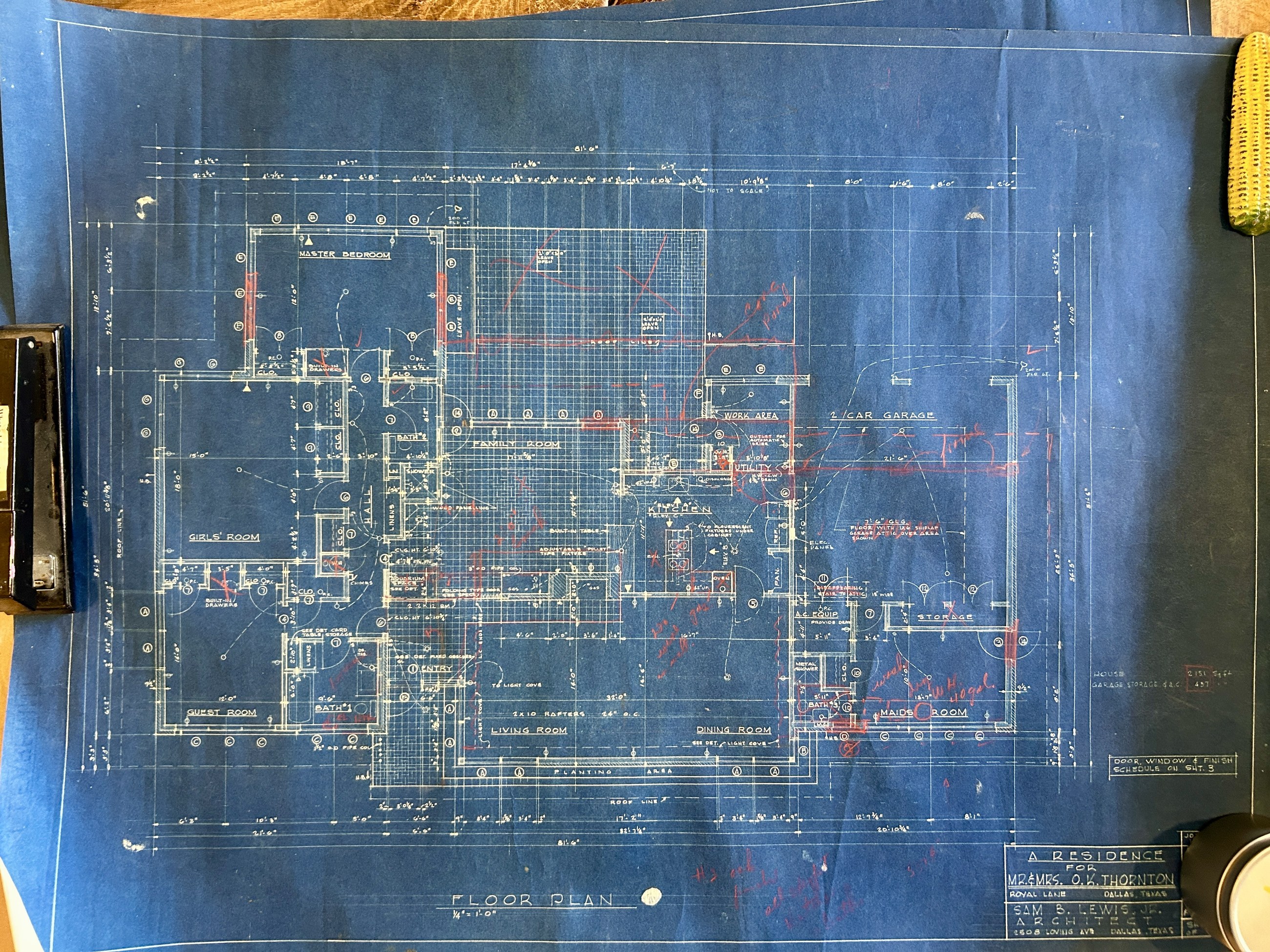 Original floor plan for the Royal Lane residence