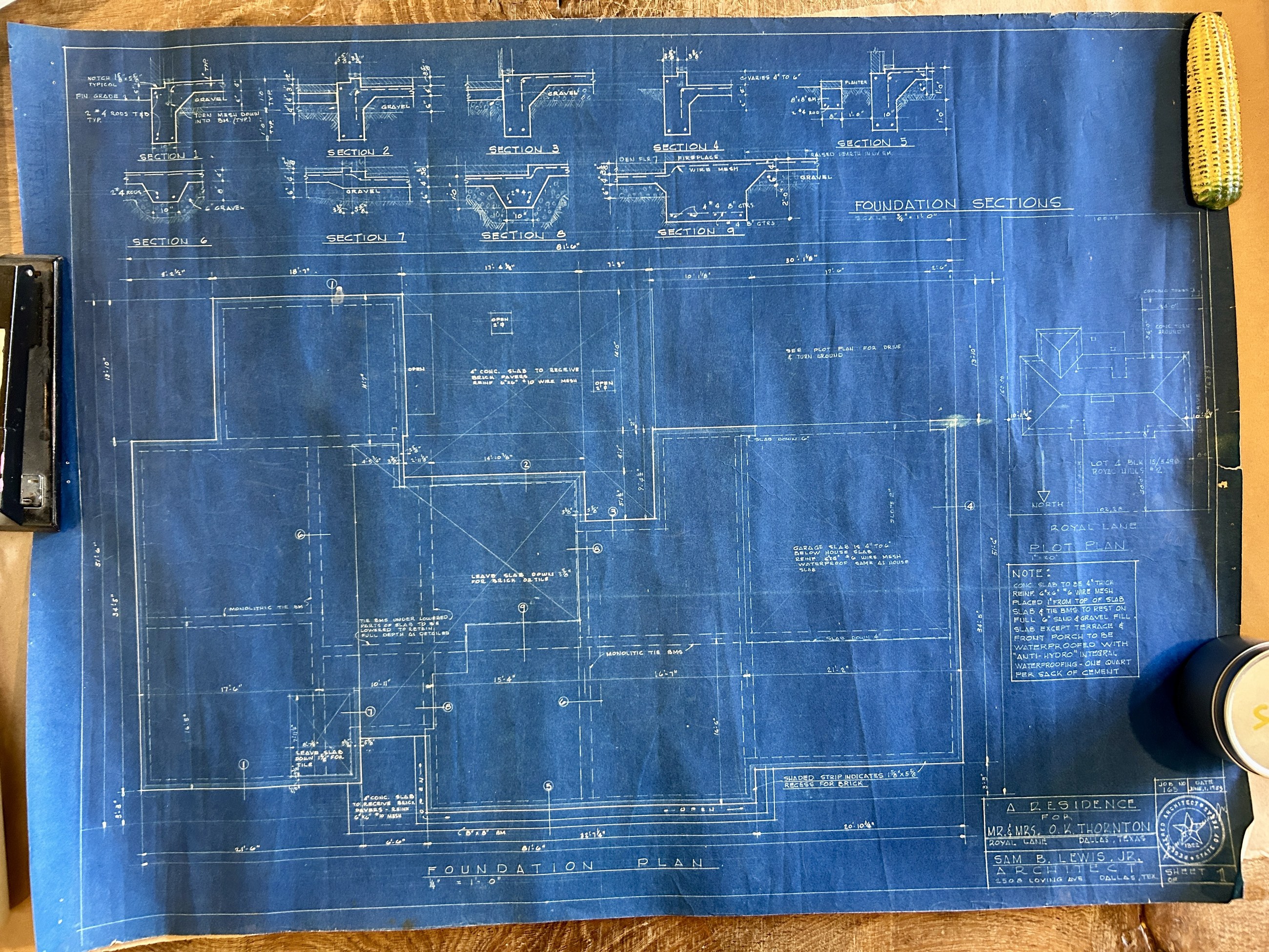 Original foundation plan for the Royal Lane residence